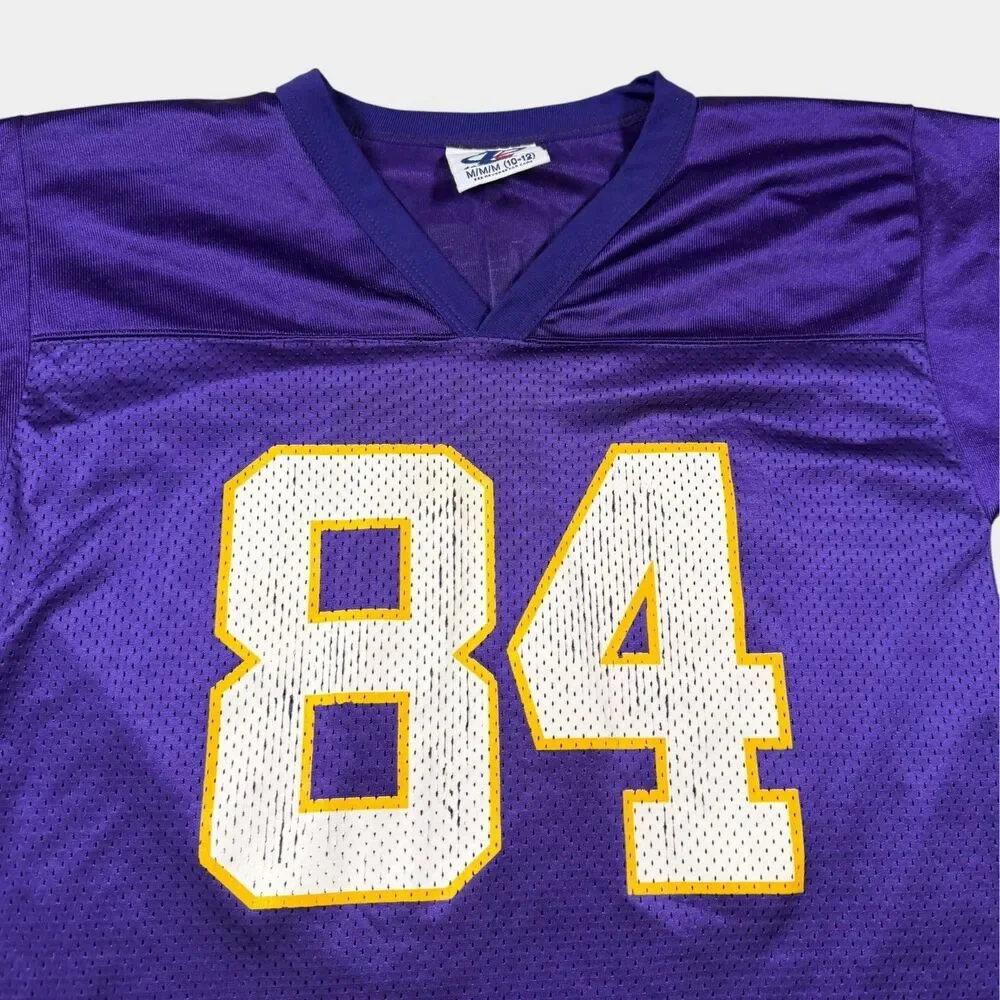 Vintage Randy Moss Minnesota Vikings Jersey Logo Athletic Purple Youth Medium 10